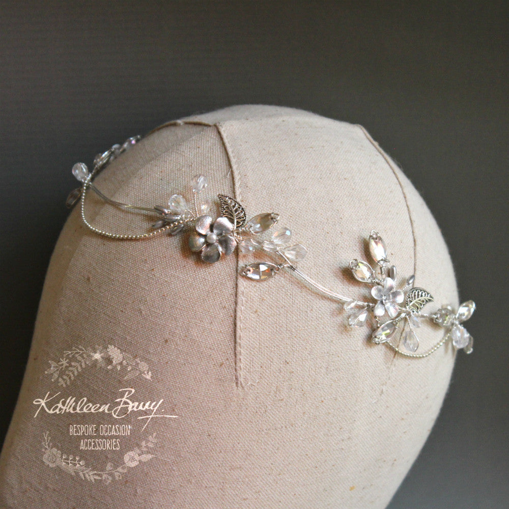Dana Silver Bridal crown - leaf detail - wedding hair accessories - wreath