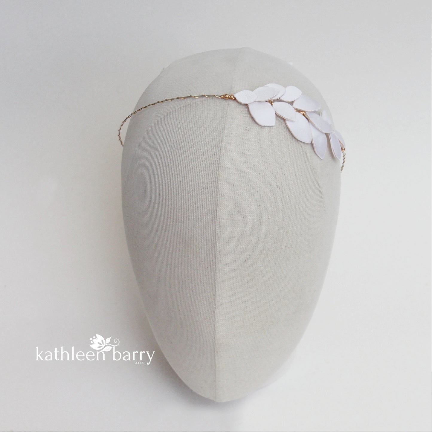 Bianca taffeta leaf headband with metallic trim - rose gold, gold or silver