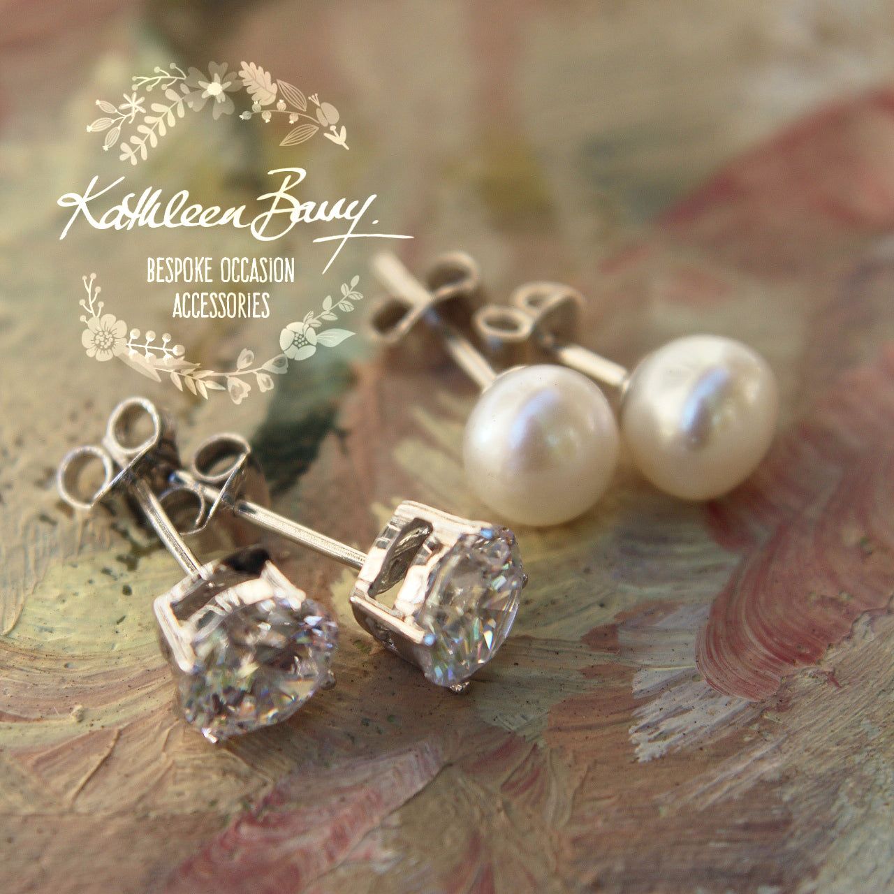 Cubic Zirconia studs - Sterling silver - Sizes range from 9mm to 5mm stones (limited stock)