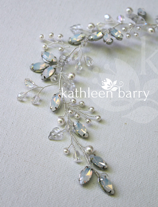 Carina milky opal wedding hair vine or dress belt - Assorted colors available