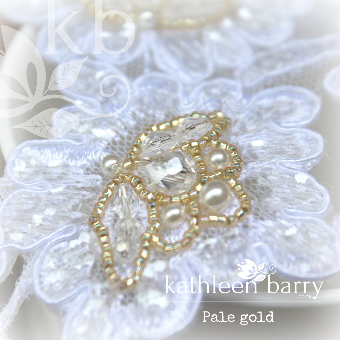 Ciara Lace bridal hairpiece clip - Lace, pearl and metallics (optional) colors available