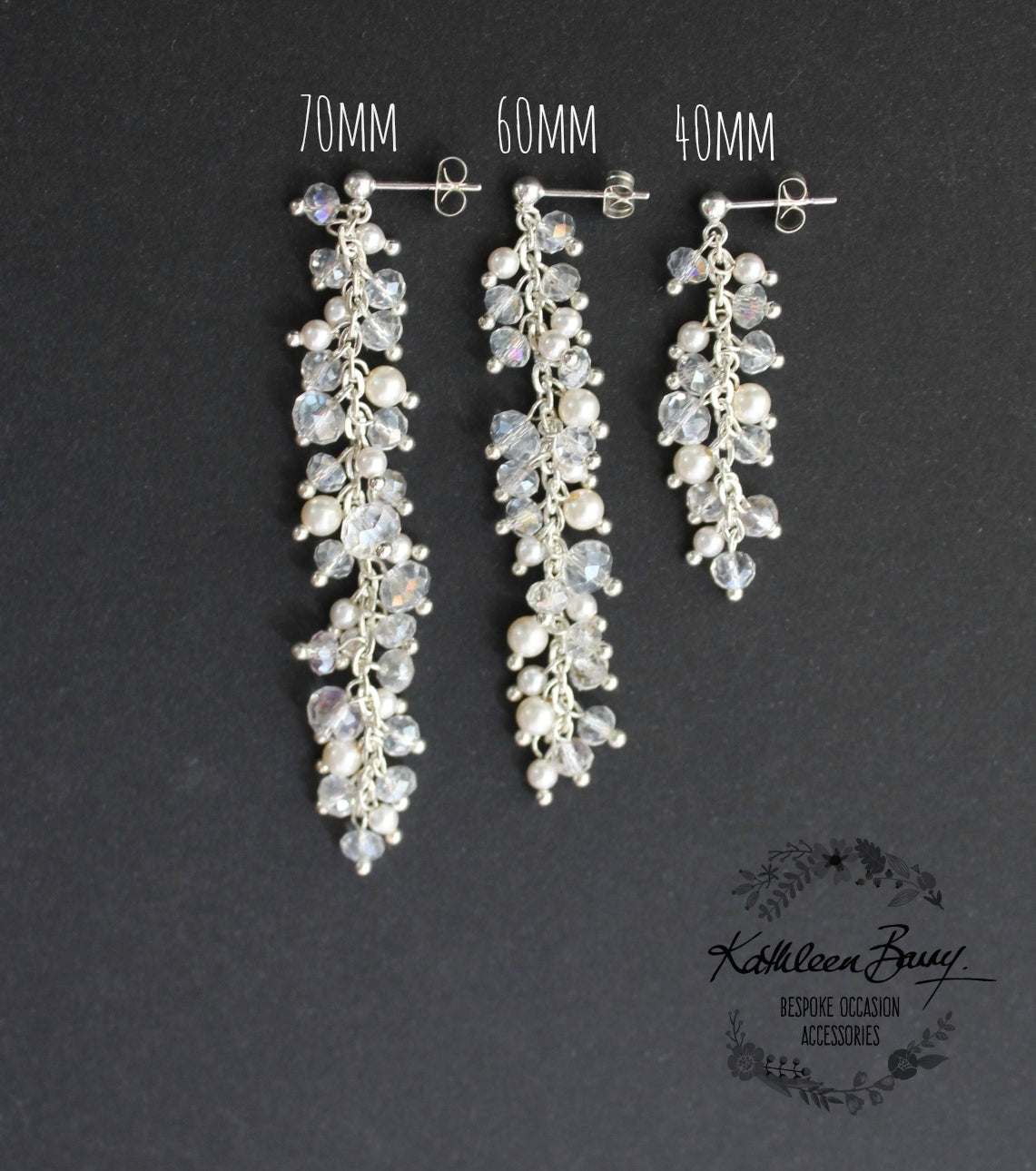 Carole pearl and crystal cluster earrings - Assorted pearl colors and lengths