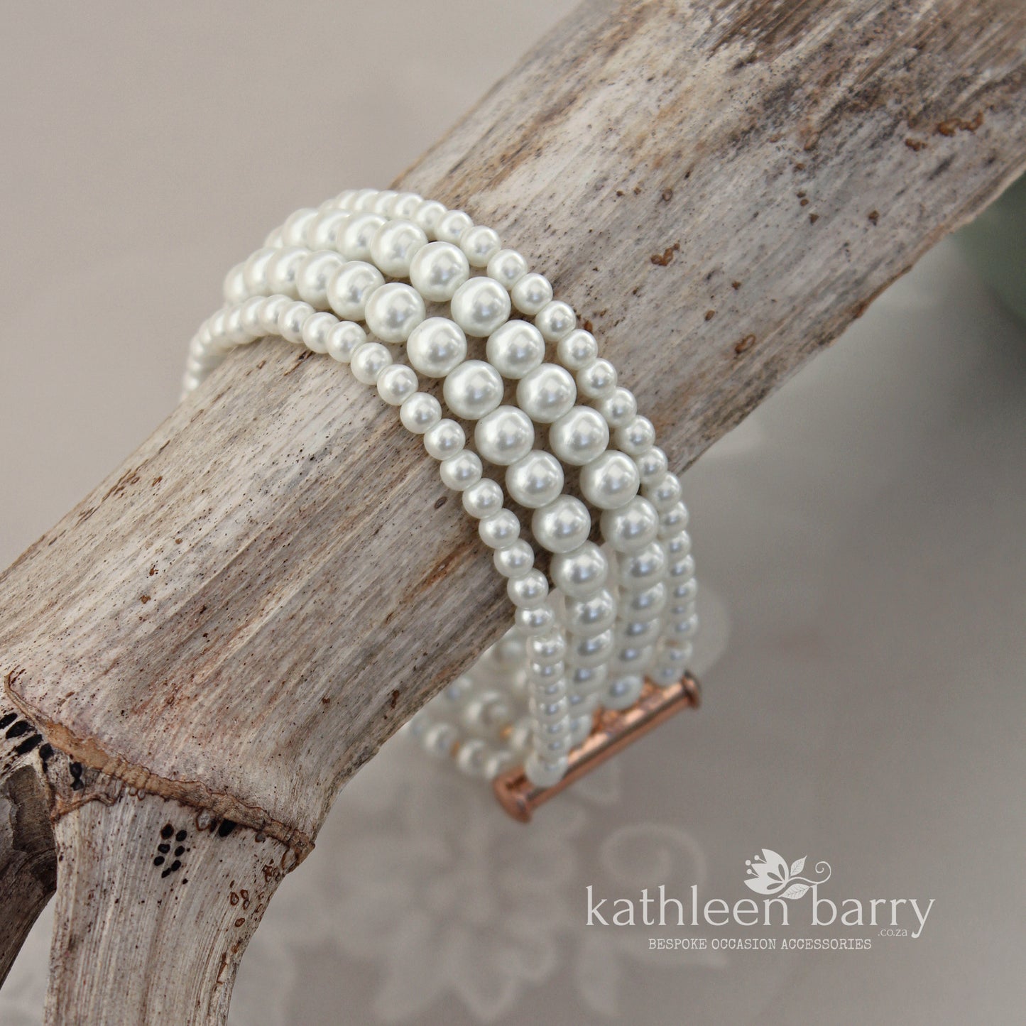 Colleen 4 strand pearl cuff bracelet - Sold individually - Rose gold, gold or silver