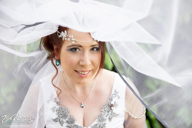 Dana Silver Bridal crown - leaf detail - wedding hair accessories - wreath