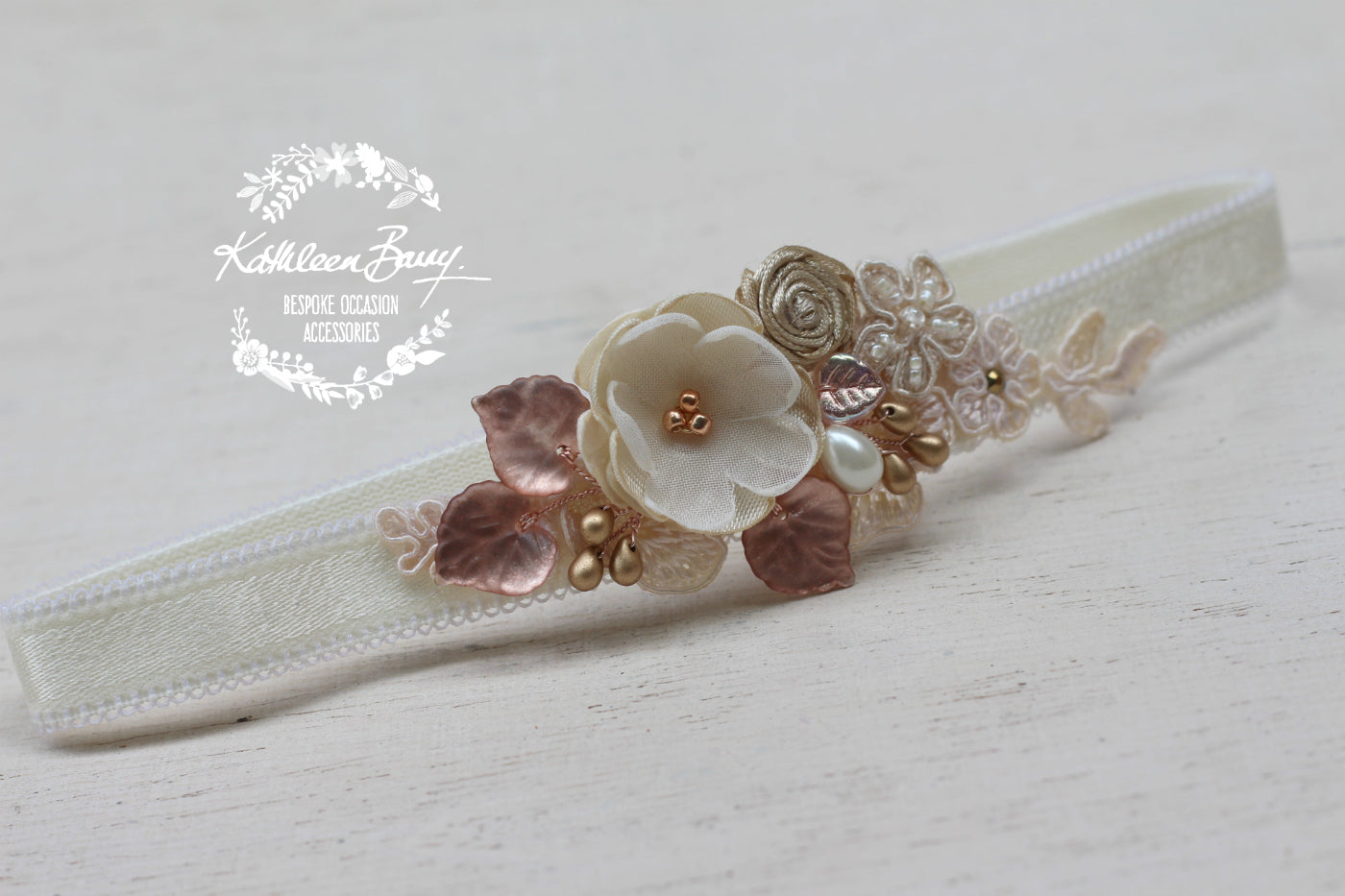 Danielle heirloom garter set (or individually) - Rose gold, champagne color options available