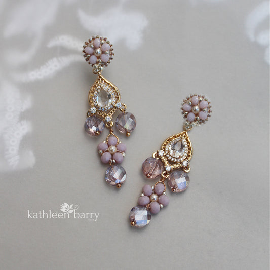 Elise chandelier earrings - assorted colors available - gold finish only Limited stock