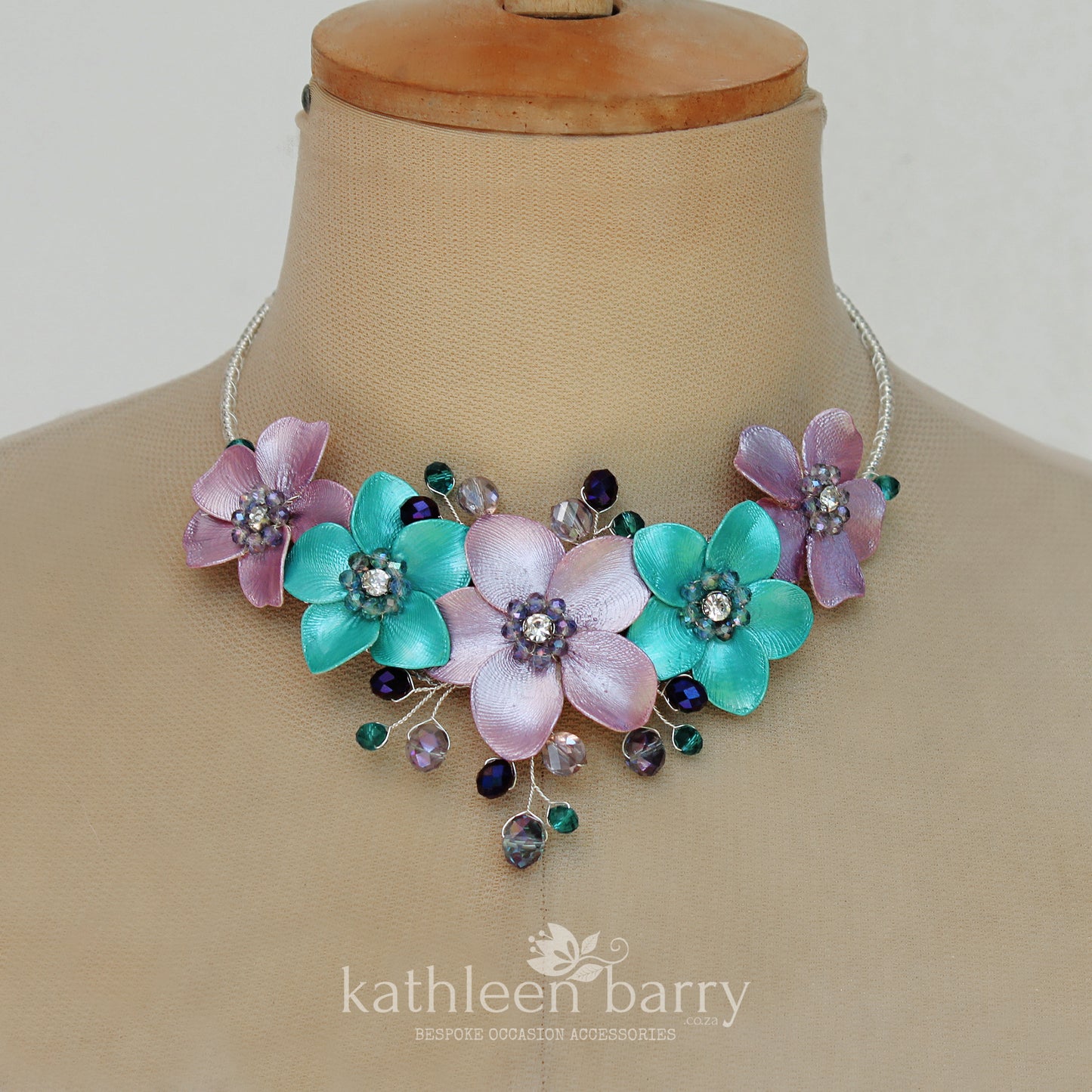 Statement, floral, 3D flower choker style necklace available in any color combination