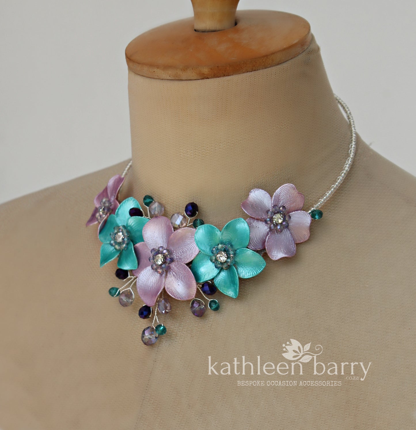 Statement, floral, 3D flower choker style necklace available in any color combination