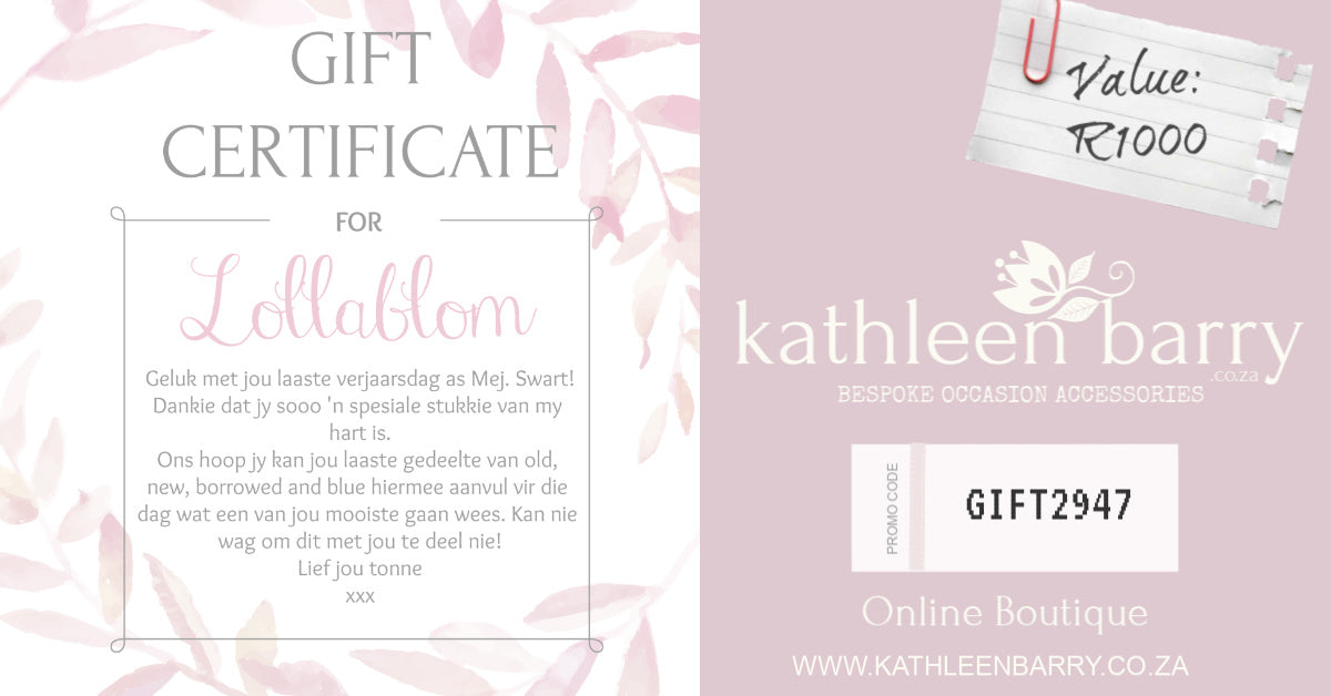 Gift certificate personalized - Bridal shower gift idea - COLORS AVAILABLE - Choose your amount starting FROM: