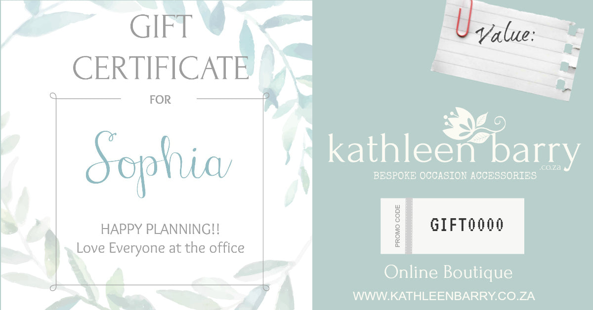 Gift certificate personalized - Bridal shower gift idea - COLORS AVAILABLE - Choose your amount starting FROM: