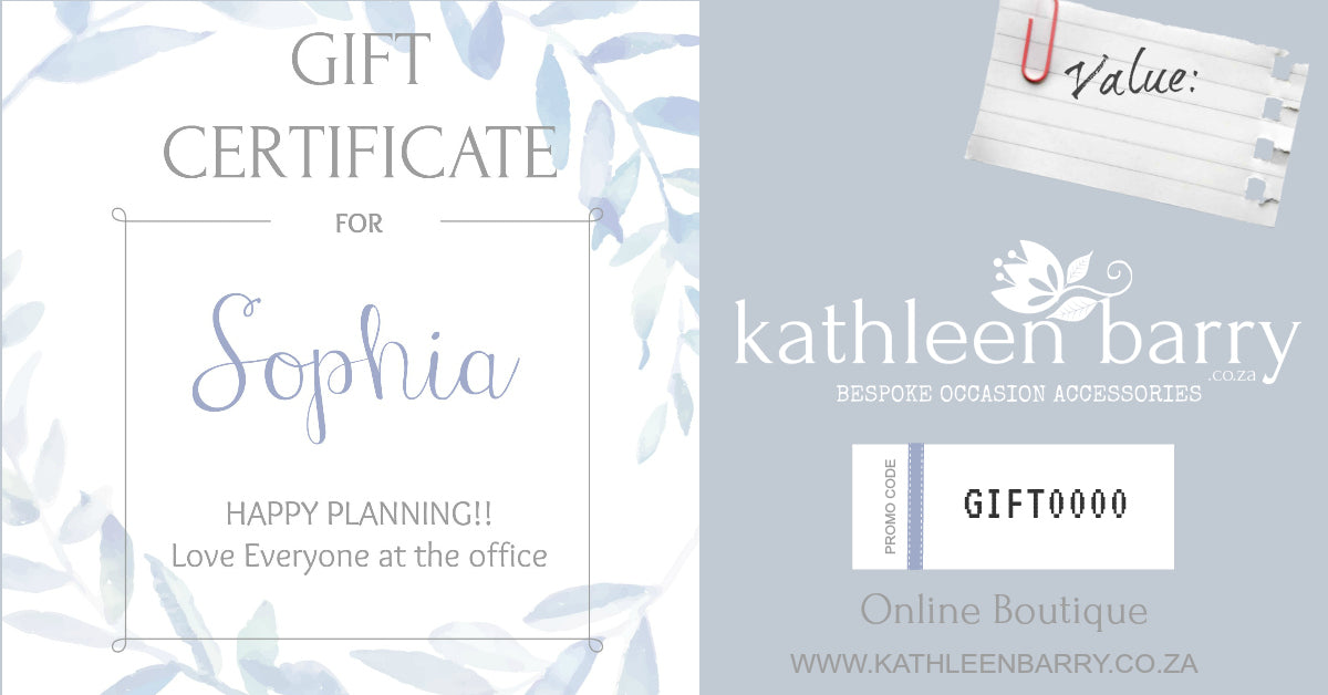 Gift certificate personalized - Bridal shower gift idea - COLORS AVAILABLE - Choose your amount starting FROM: