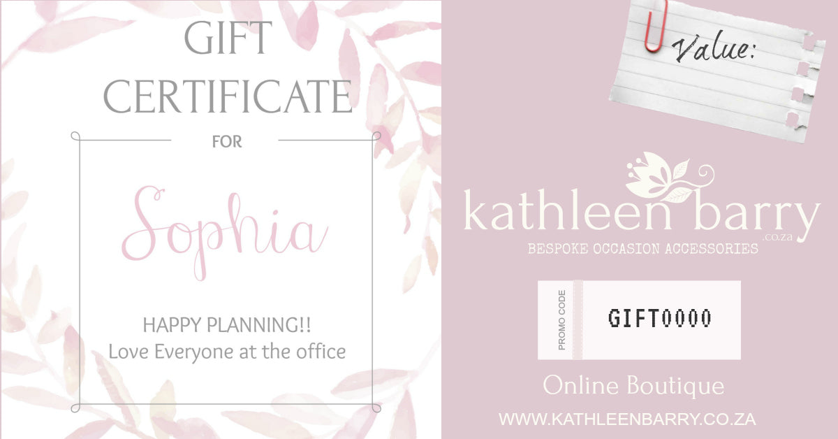 Gift certificate personalized - Bridal shower gift idea - COLORS AVAILABLE - Choose your amount starting FROM: