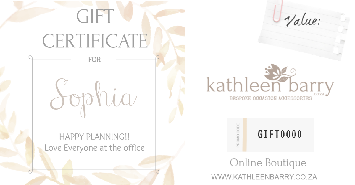 Gift certificate personalized - Bridal shower gift idea - COLORS AVAILABLE - Choose your amount starting FROM: