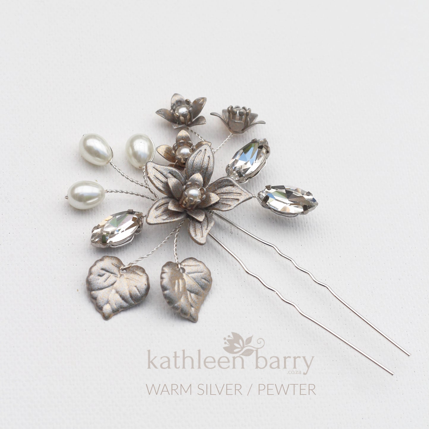pewter finish bridal hair pin online colors to order