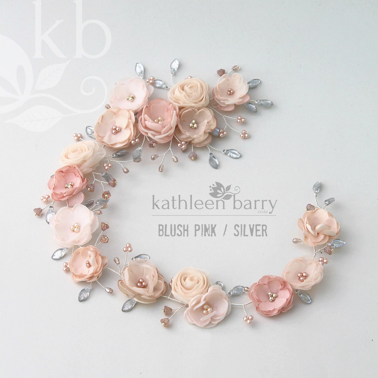 Jane Bridal Hair Piece / vine shades of blush pinks - Ivory Champagne custom colors available