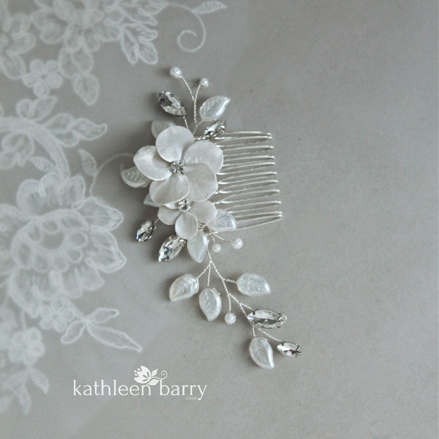 Jacqueline flower pin comb - colors to order - silver, gold or rose gold