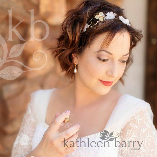 Elaine rose gold blush pink headband - wreath floral crown circlet