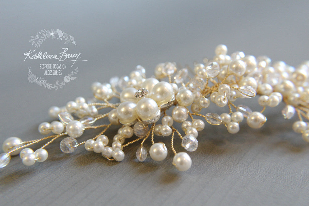 Jelani rose gold or silver Bridal Hair Comb dainty, crystal, pearl - veil comb