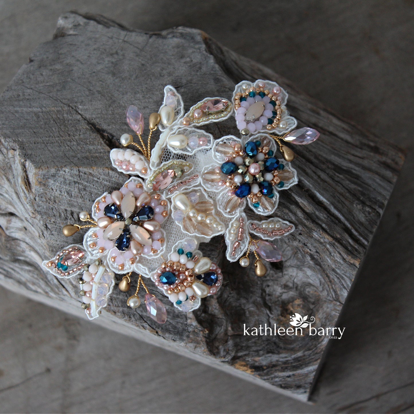 Jennifer Hand beaded Bridal hair clip - colors to order