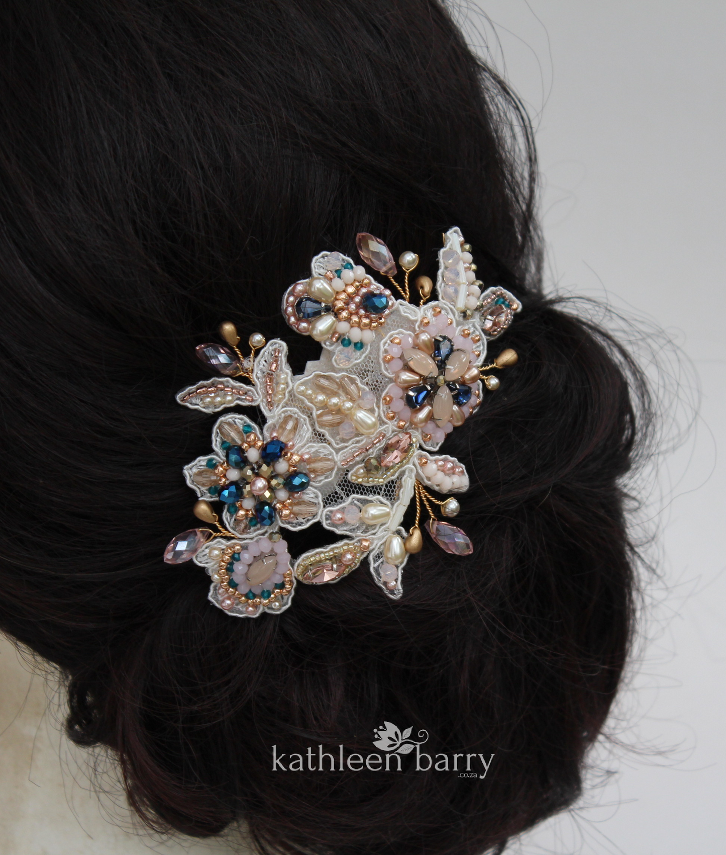 Jennifer Hand beaded Bridal hair clip - colors to order