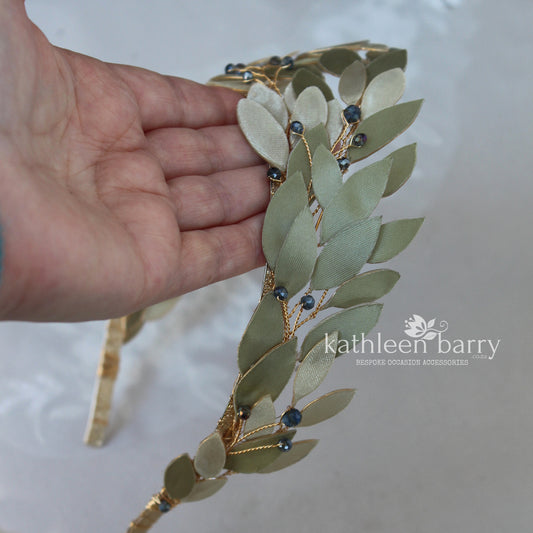 Johanna stylized organic Eucalyptus leaf crown - Everlasting, Assorted color options available
