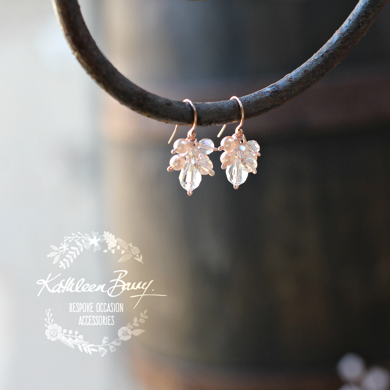 Kathy cluster earrings - Dainty clusters of crystal and pearls silver, gold or rose gold