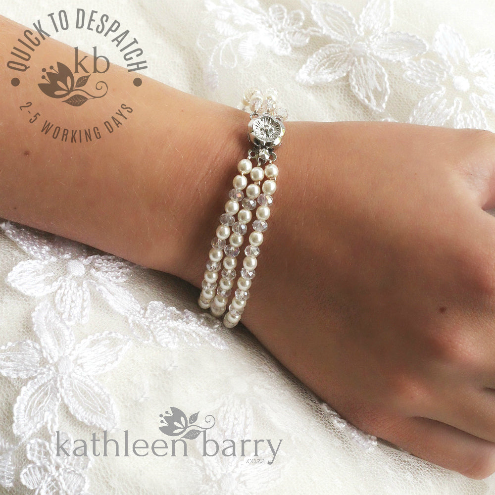 pearl bridal bracelet online south Africa pink ivory white bridesmaid Kathleen Barry Bespoke Occasion Accessories