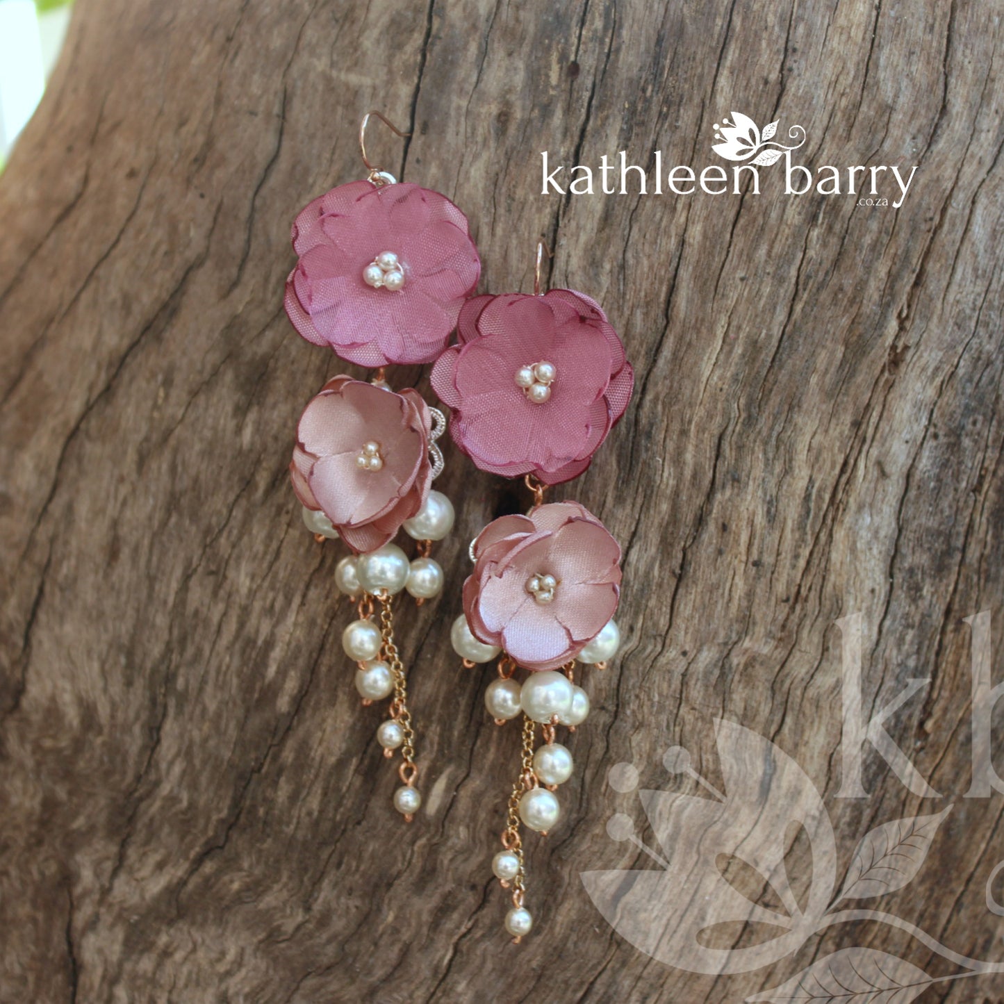 Odette flower and pearl chandelier statement earrings - Color options available