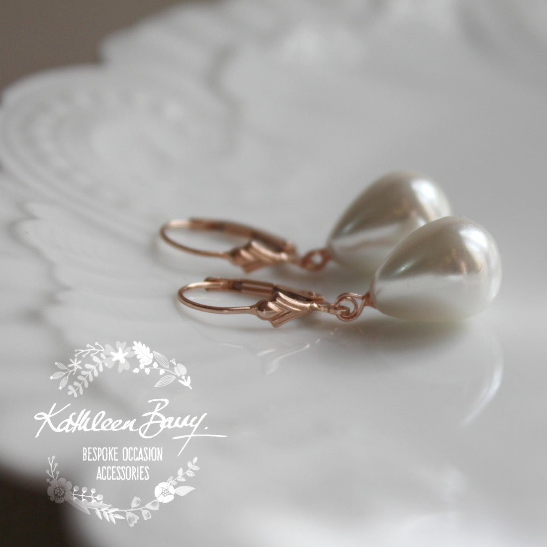 Lisa-Claire Rose gold pearl drop earrings - Available in Rose gold, Gold or silver LIMITED STOCK AVAILABLE