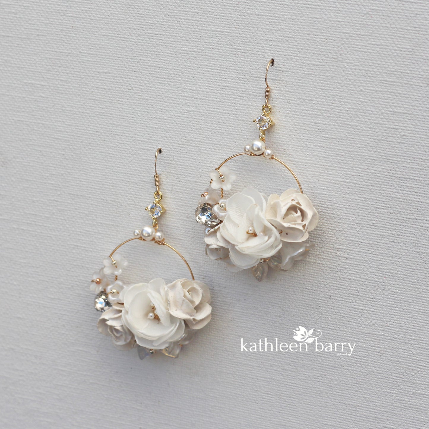 Flower hoop bridal earrings