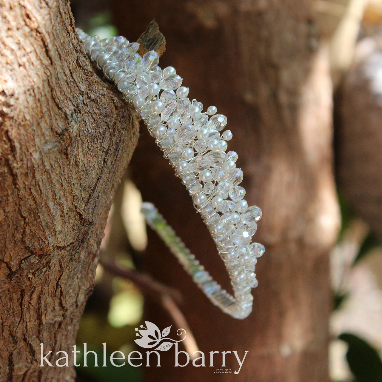 Natalie Tiara bridal crown - Clear and pearl (choice of colors) - Two height options