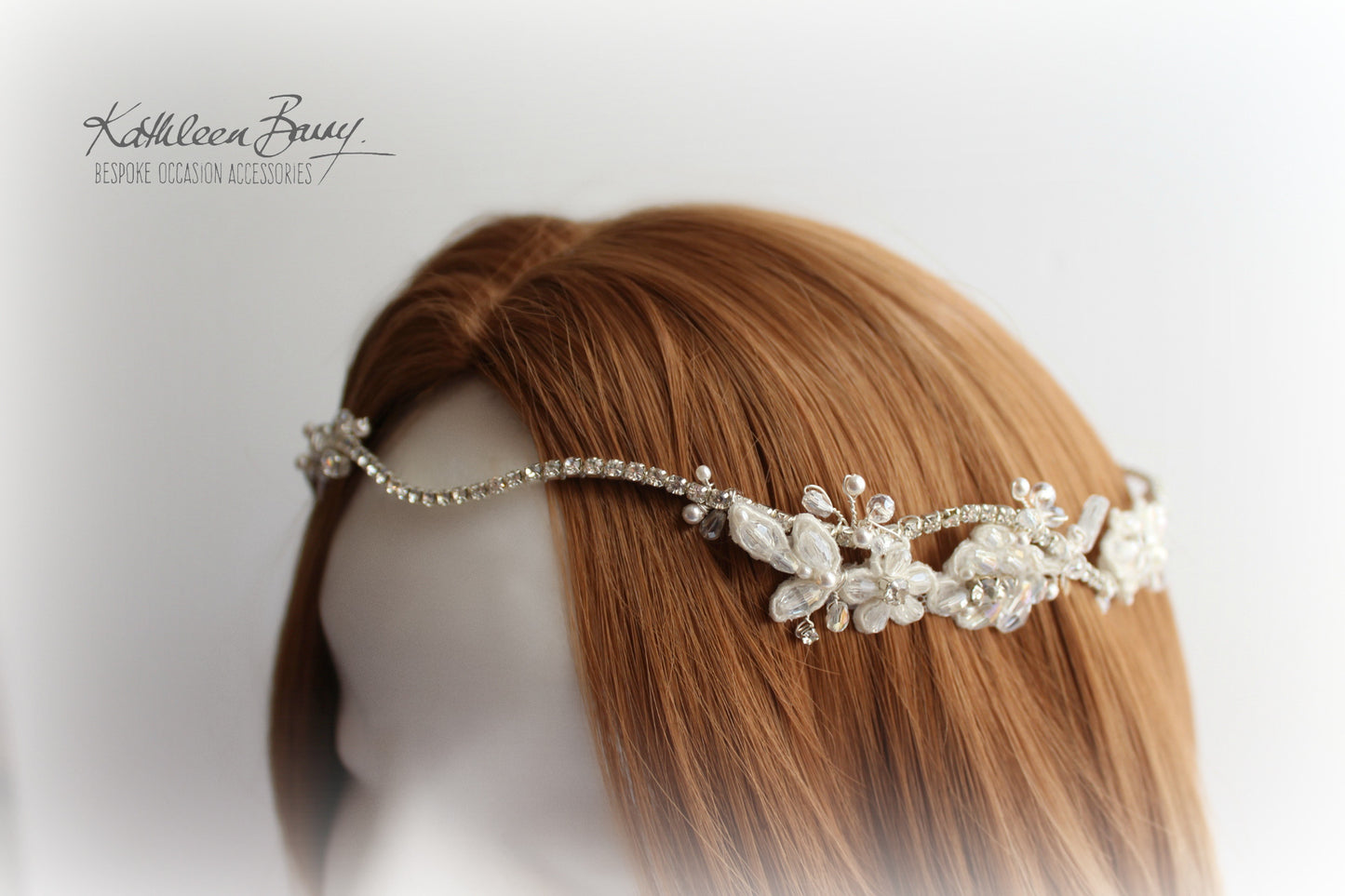 Nicola crystal lace head piece bridal circlet rhinestone, crystal & pearl