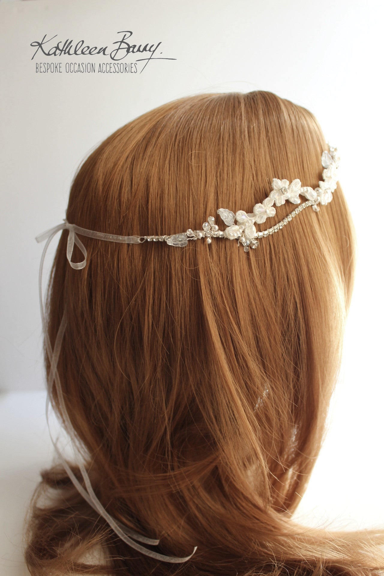 Nicola crystal lace head piece bridal circlet rhinestone, crystal & pearl