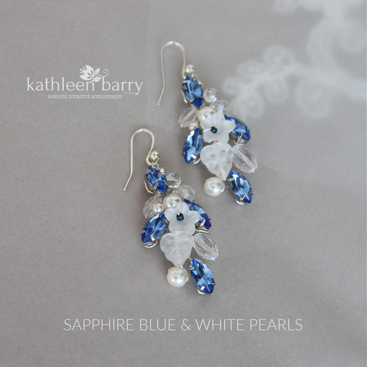 Noa Rhinestone floral earrings - custom colors available - Statement earrings