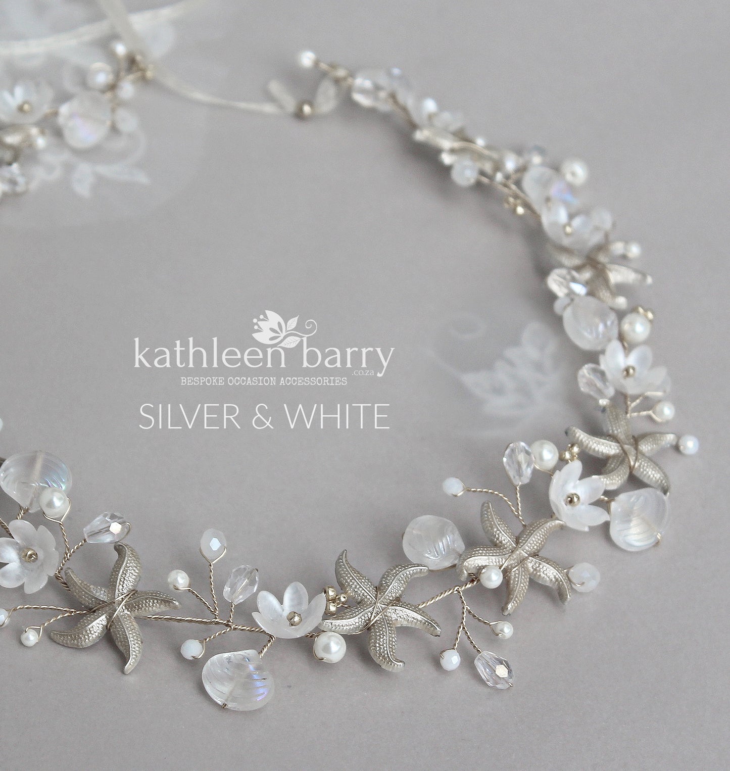 Pernille Bridal wreath Beach wedding, crown, circlet, assorted colors silver, gold, rose gold starfish - colors to order