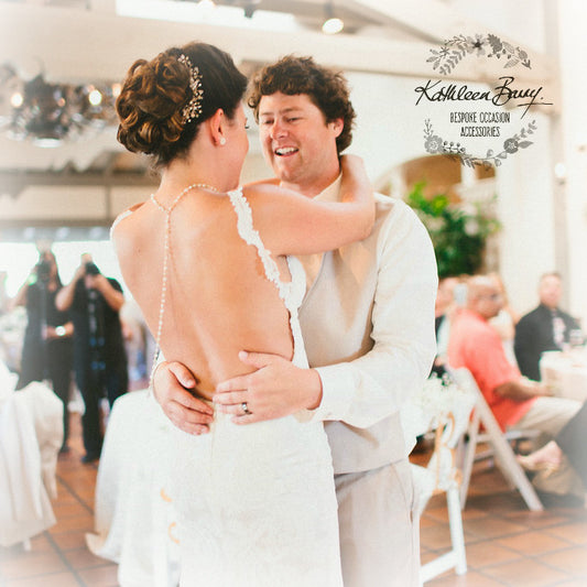 Rachel open back drop necklace, crystal and pearls - SILVER, ROSE GOLD OR GOLD (7 PEARL COLORS AVAILABLE)