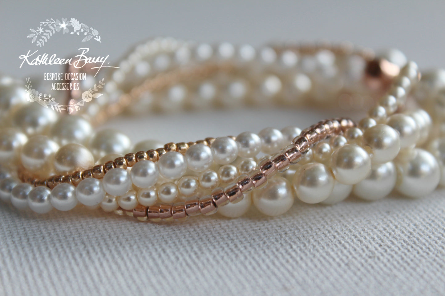 Reva Rose gold twisted pearl cuff bracelet