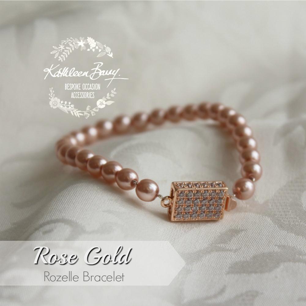 Rozelle single strand pearl bracelet - Available in Rose Gold and gold finish