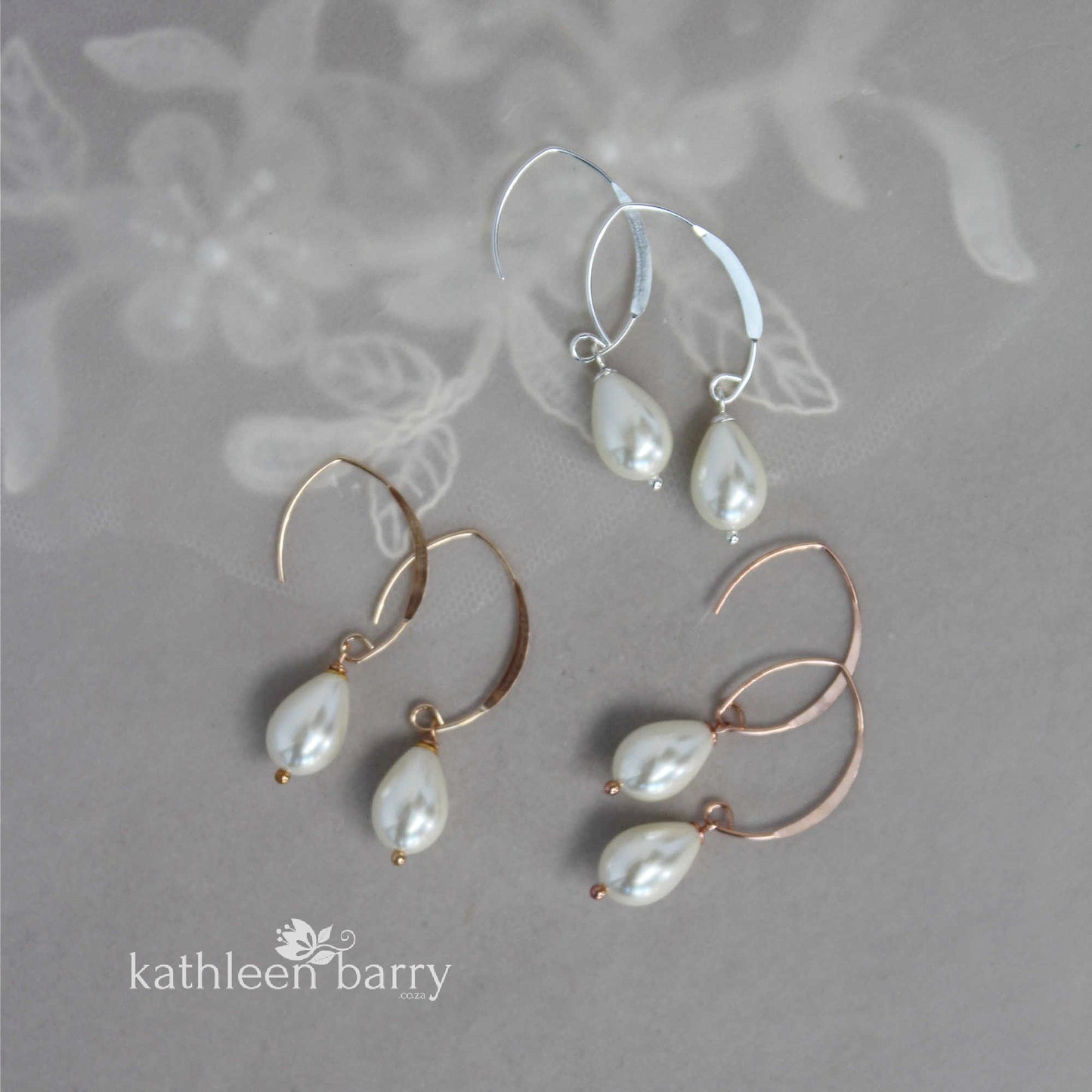 Rozelle Pearl Drop Earrings - Available in Gold, silver & rose gold