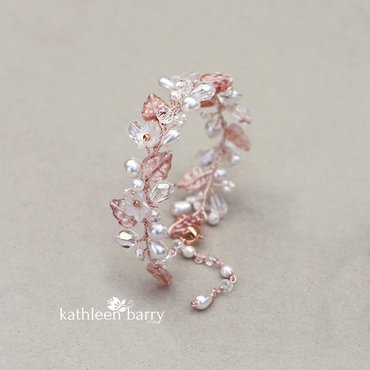 Shelby floral and leaf bracelet - color & metallic options available