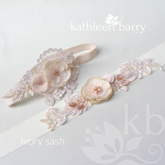 Tamzin Wedding Dress Sash Bridal belt in Blush pink colors available