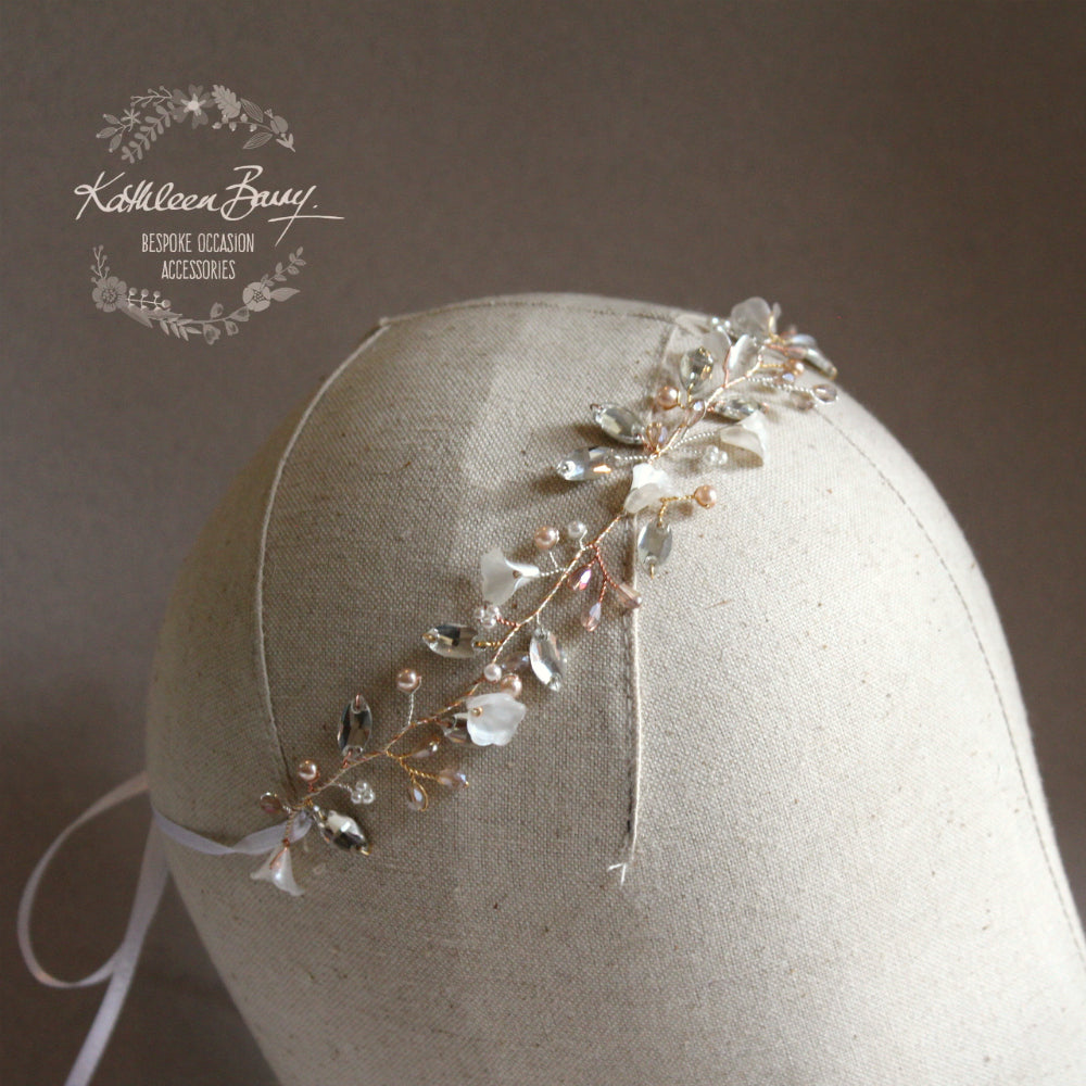 Tarryn Rhinestone Pearl Headband - Silver, Gold or Rose Gold Options