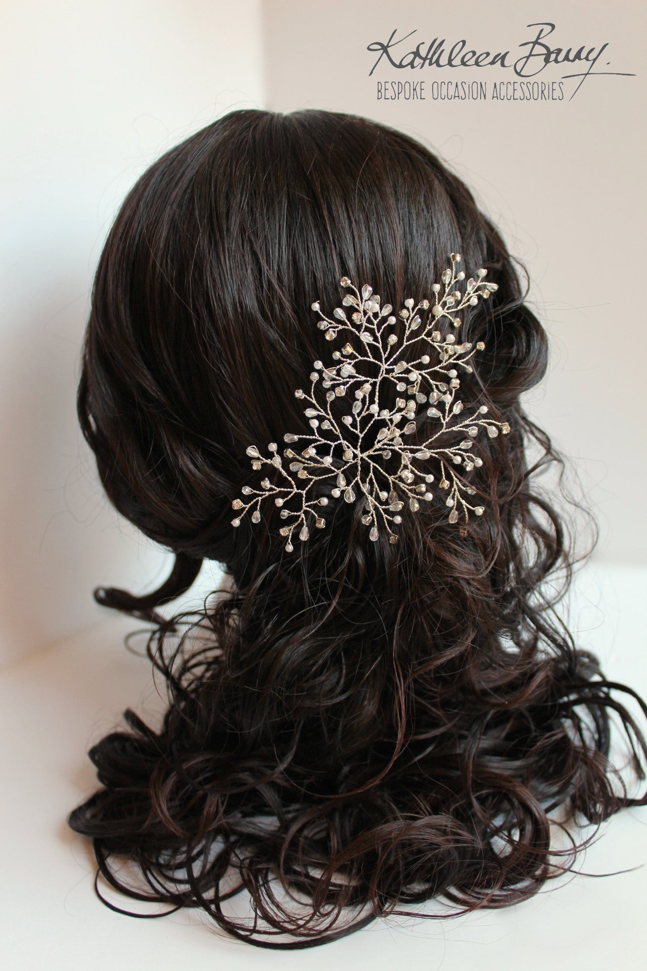 Tessa Bridal Hairpiece - Crystal, diamante & Pearl, wedding hair accessory, bridal hair clip - pin silver or gold