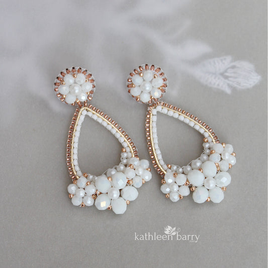 Tessa chandelier floral hoop statement earrings - assorted colors available - Limited stock floral hoop earrings