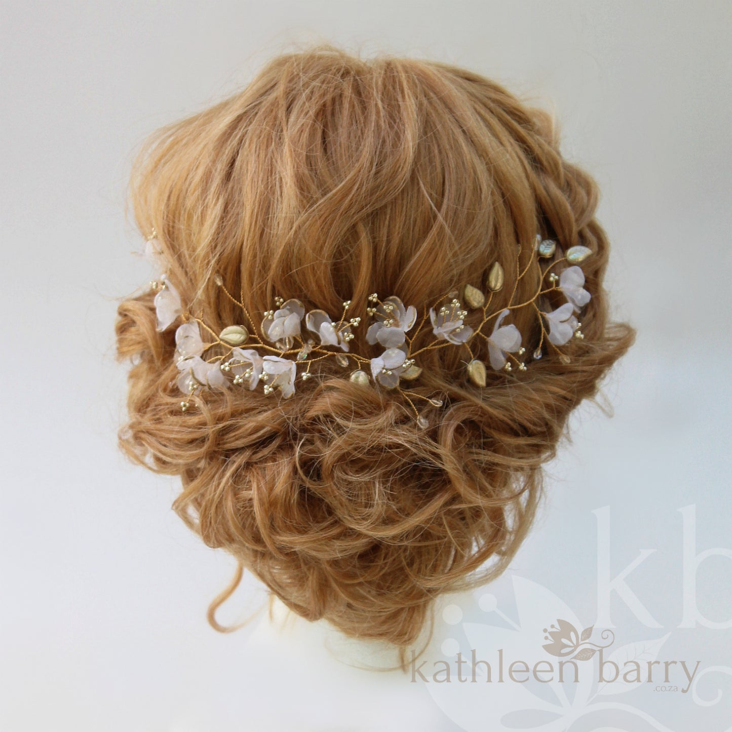 Vikki Laurel style flower wreath- Ivory and rose gold (custom options available)