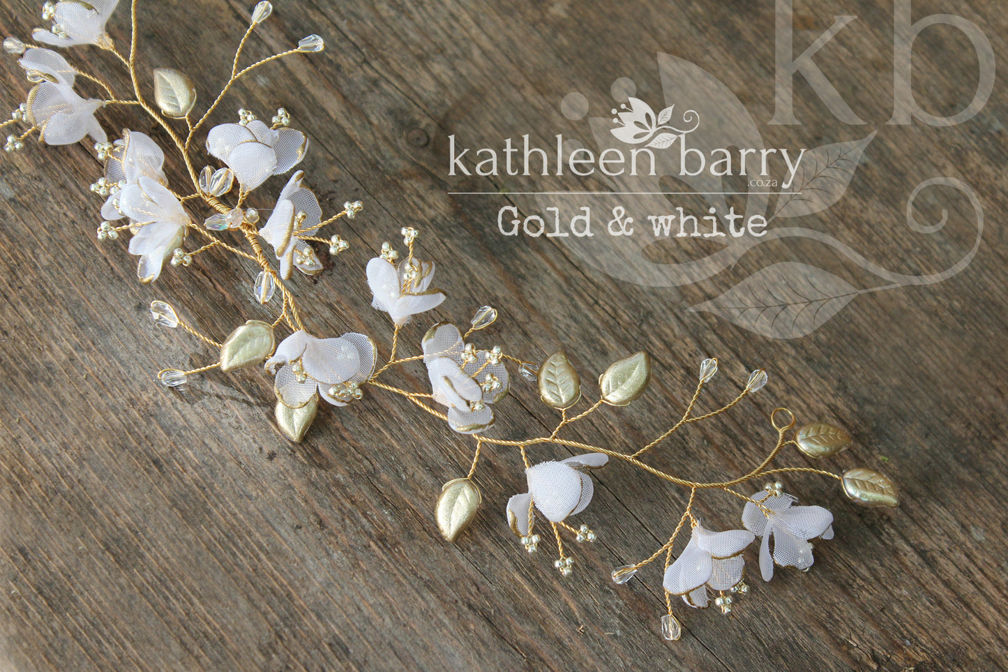Vikki Laurel style flower wreath- Ivory and rose gold (custom options available)