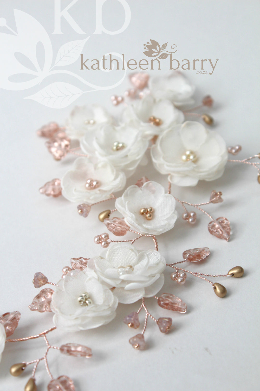 Wendy Rose gold & ivory hair wreath / vine (color options available)