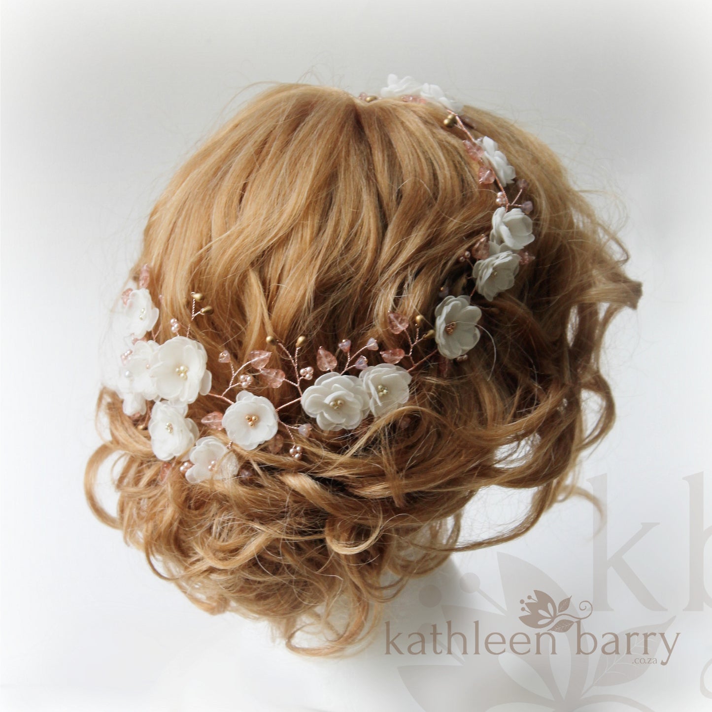 Wendy Rose gold & ivory hair wreath / vine (color options available)