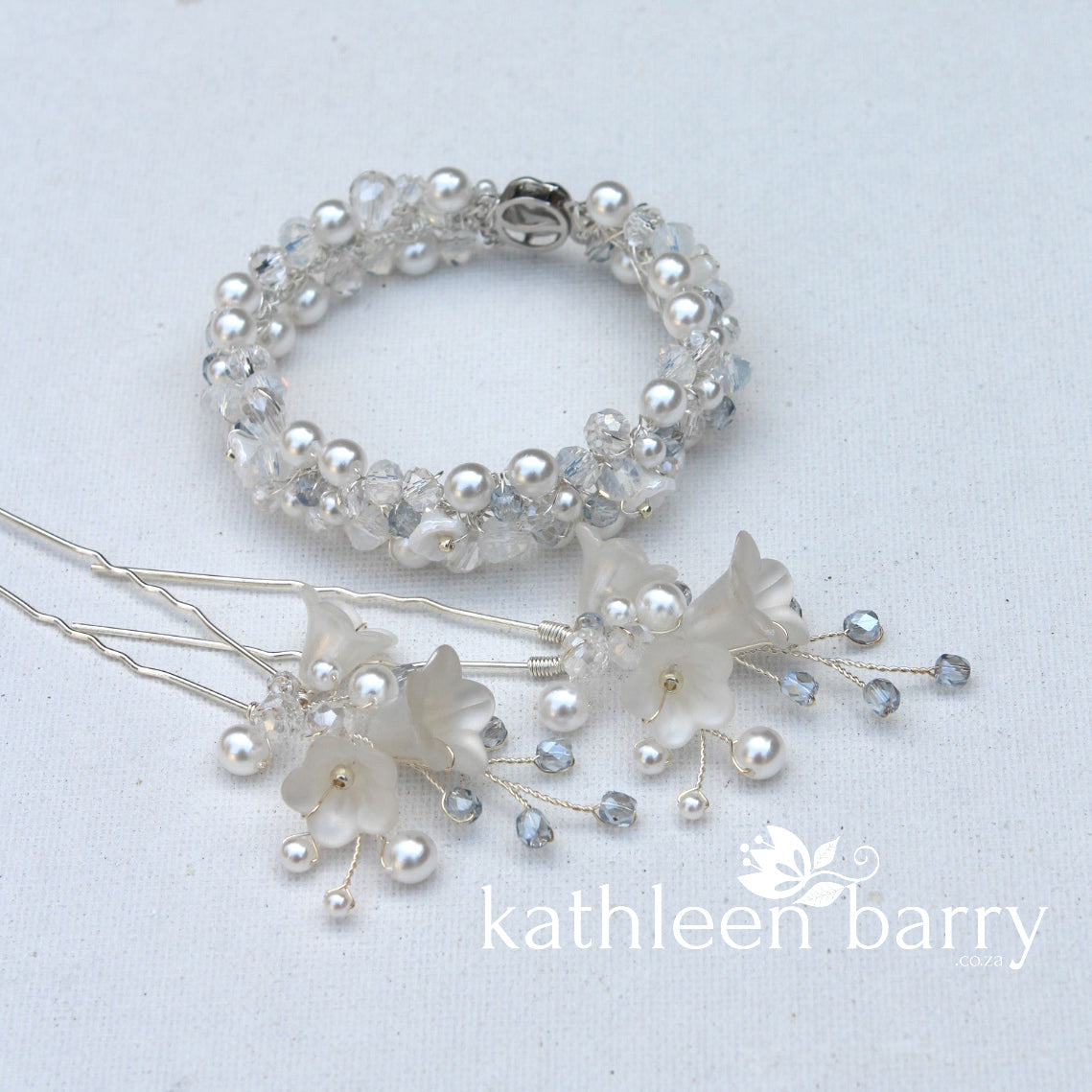 Jess Floral lace garter - Color options available : pale blue variation