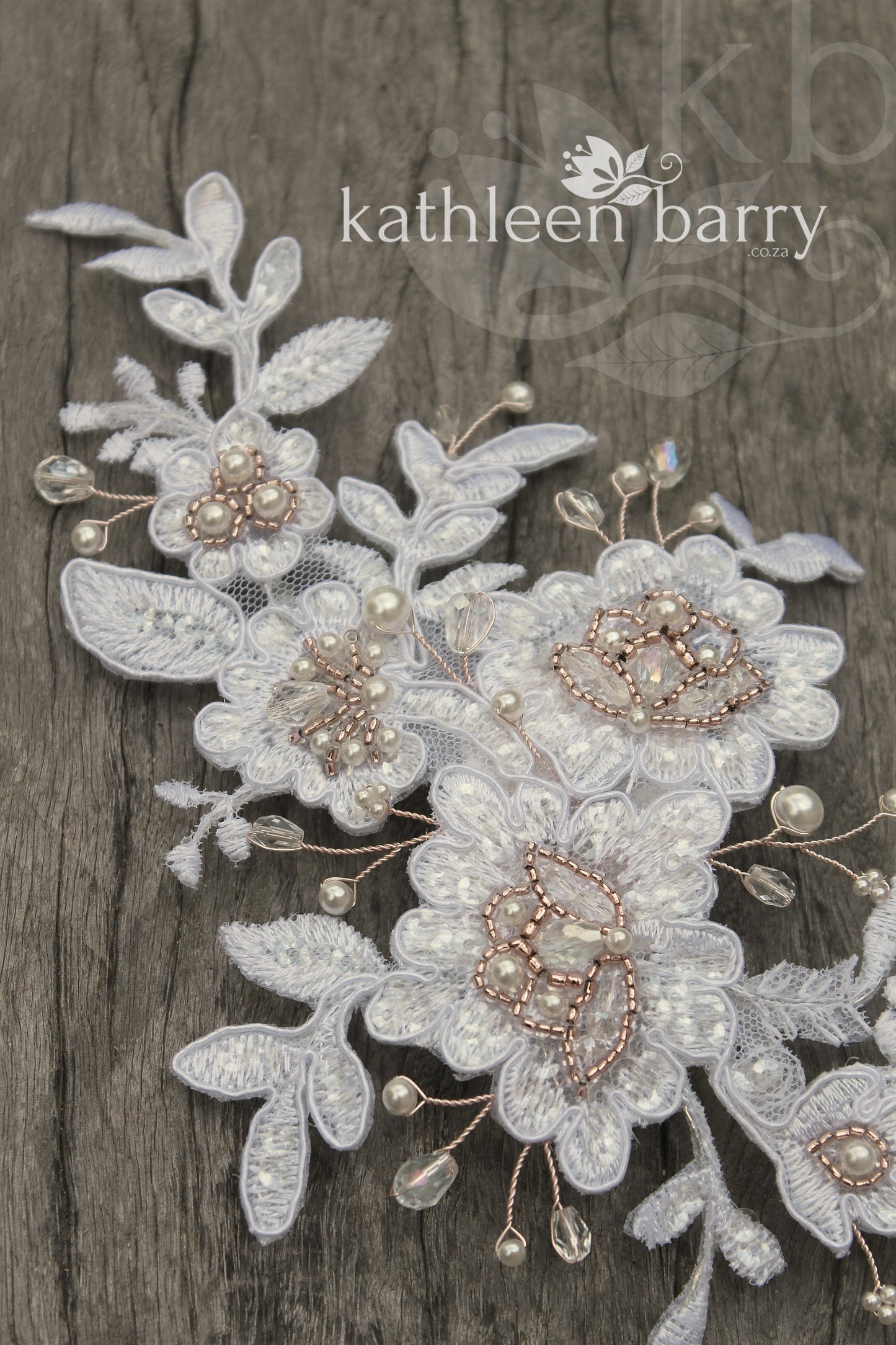 Ciara Lace bridal hairpiece clip - Lace, pearl and metallics (optional) colors available